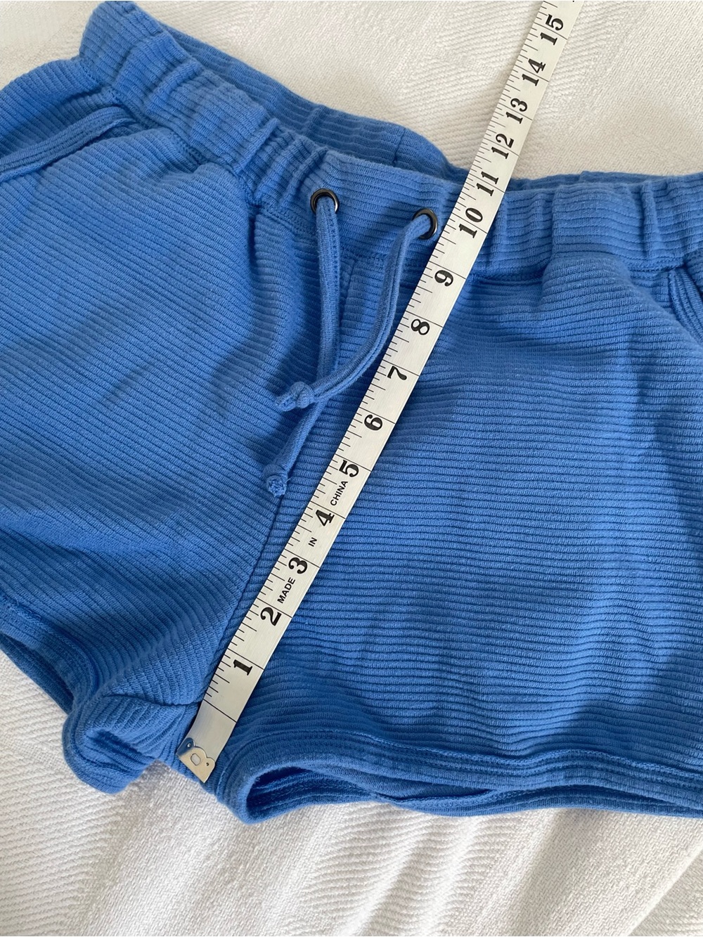 Vintage Havana Blue Ribbed Drawstring Shorts - Picture 3 of 5